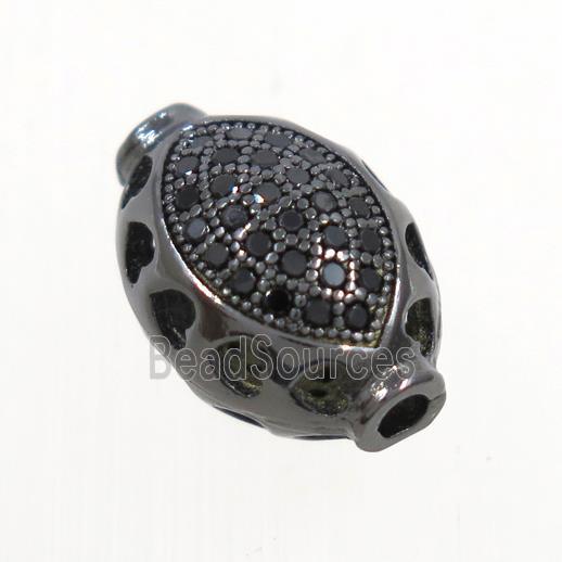 copper barrel beads paved zircon, black plated