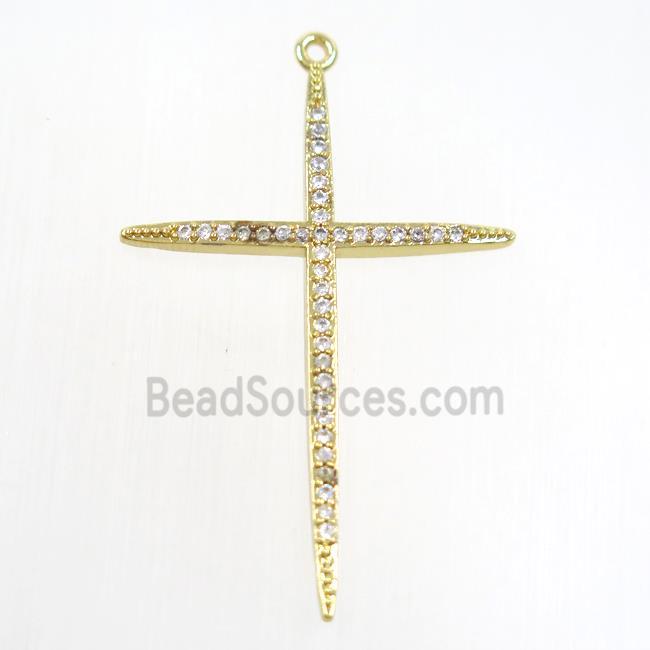 copper cross pendants paved zircon, gold plated