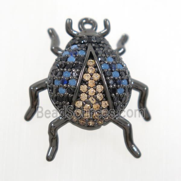 copper beetle pendant paved zircon, plack plated