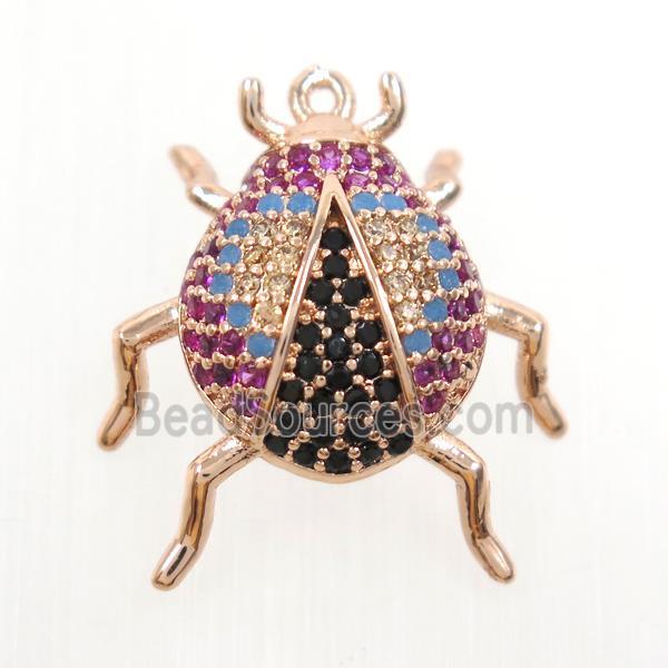 copper beetle pendant paved zircon, rose gold