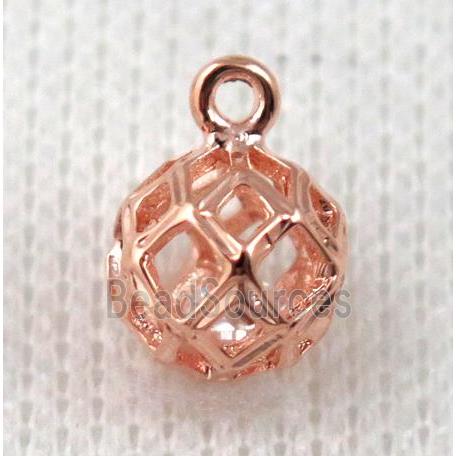 copper pendant pave zircon, rose gold plated