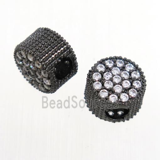 copper button beads paved zircon, black plated