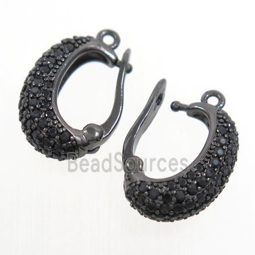 copper clasp paved zircon, black plated