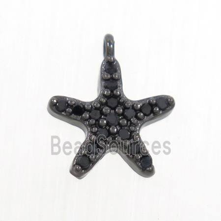 copper star pendant paved zircon, black plated