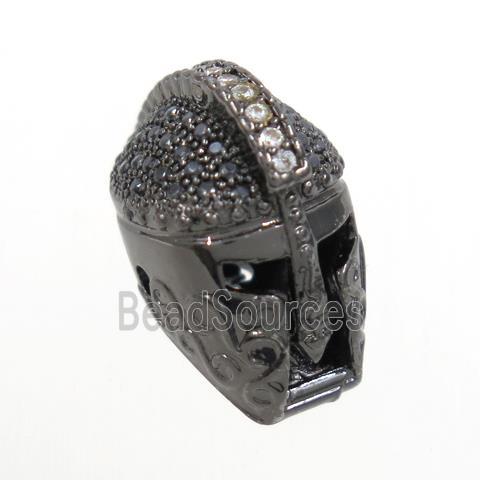 copper helm beads paved zircon, black plated