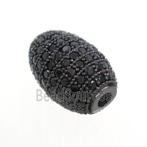 copper rice beads paved zircon, black plated