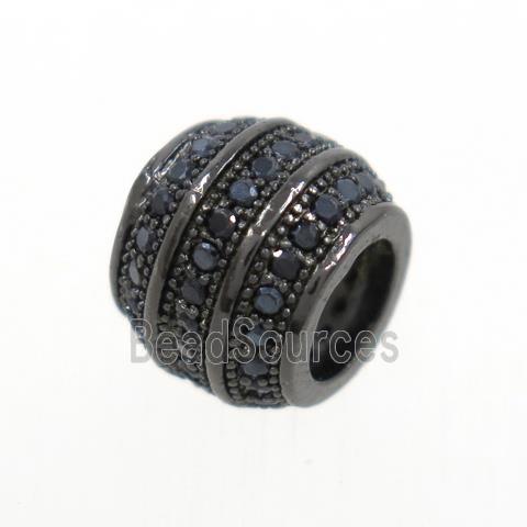 copper rondelle beads paved zircon, black plated