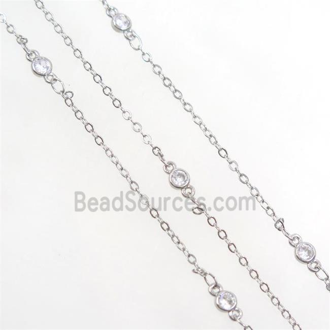 copper chain with zircon, platinum plated