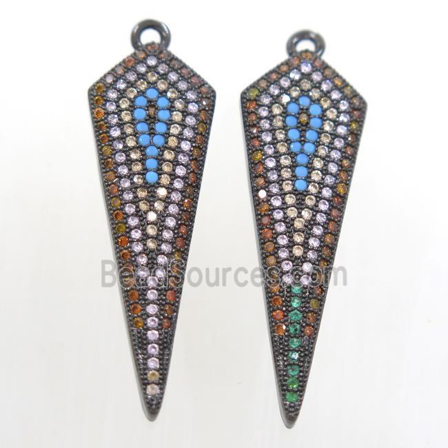 copper arrowhead pendant paved zircon, black plated