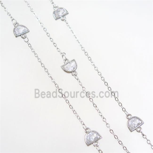 copper chain with zircon, platinum plated