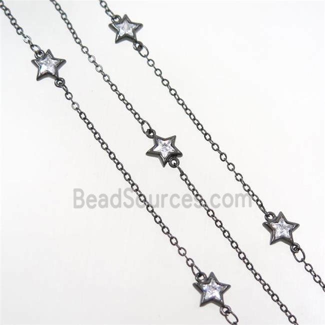 copper chain with star zircon, black plated