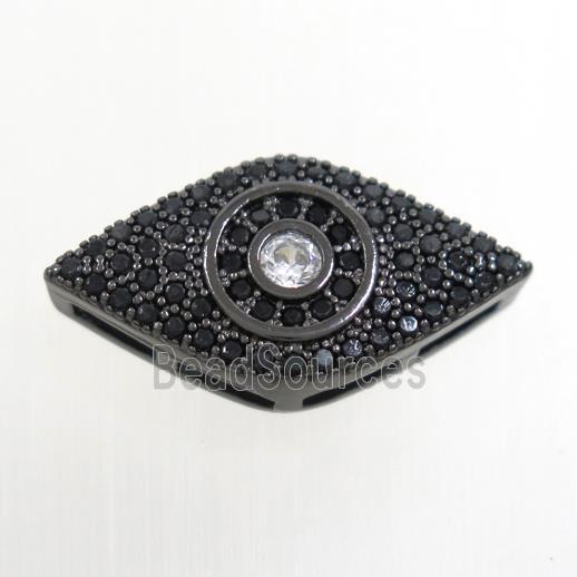 copper eye connector paved zircon, black plated