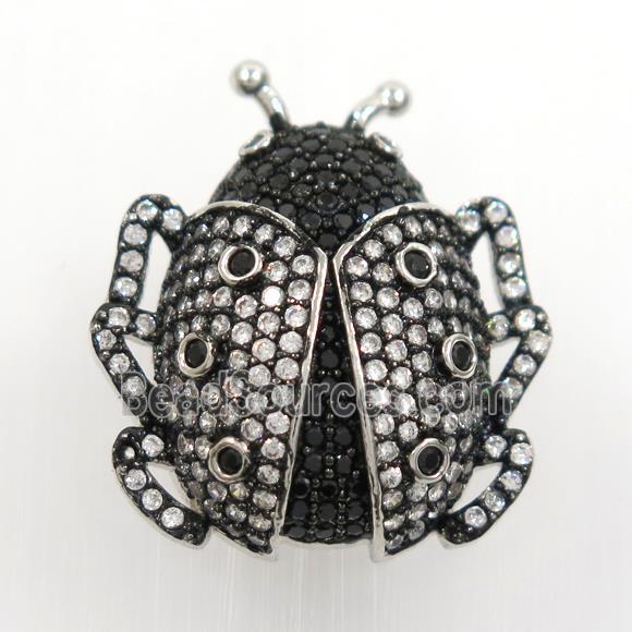 copper beetle pendant paved zircon, platinum plated