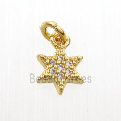 copper star pendants paved zircon, gold plated