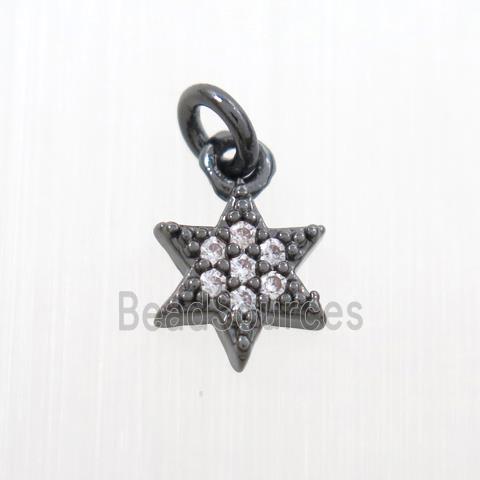 copper star pendants paved zircon, black plated