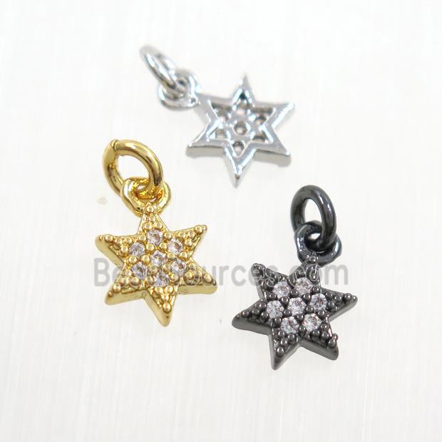 copper star pendants paved zircon, mix color