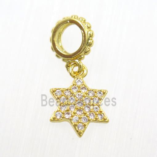 copper star pendants paved zircon, gold plated