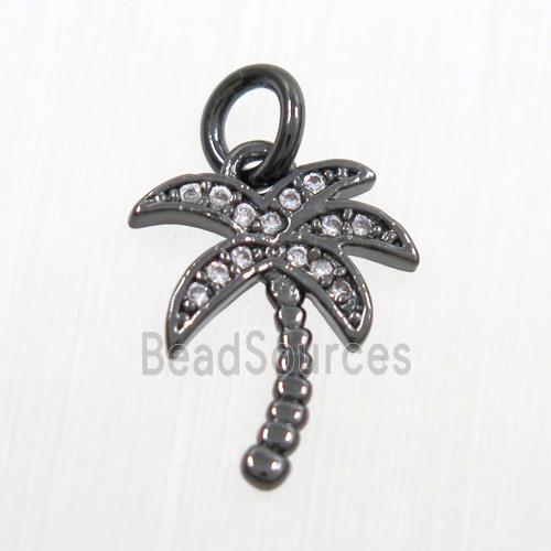 copper coconut tree pendants paved zircon, black plated