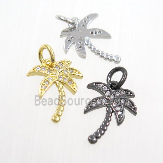 copper coconut tree pendants paved zircon, mix color