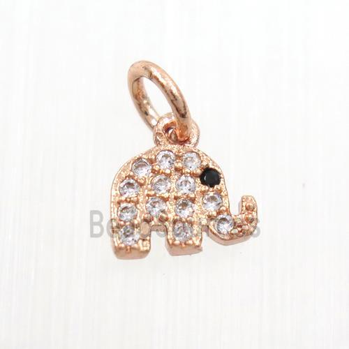 copper elephant pendants paved zircon, rose gold