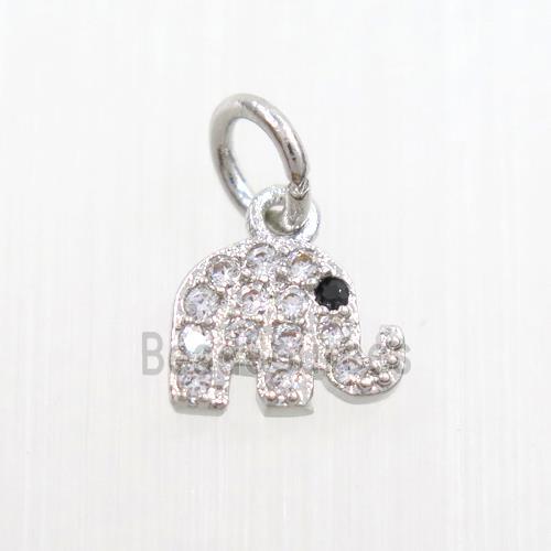 copper elephant pendants paved zircon, platinum plated