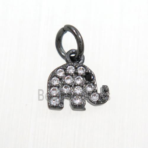 copper elephant pendants paved zircon, black plated