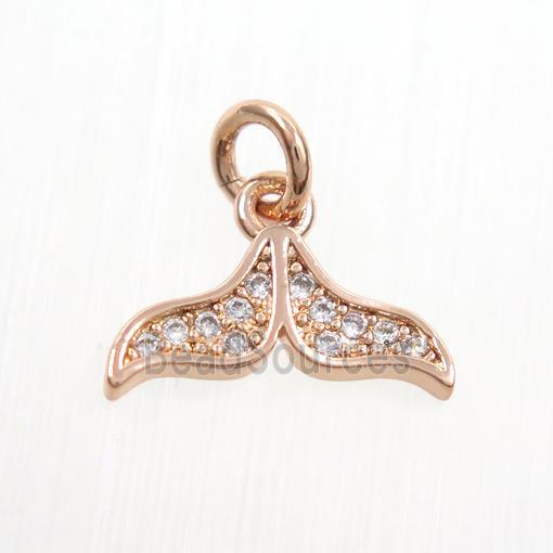 Copper Mermaid Tail Pendant Pave Zircon Rose Gold