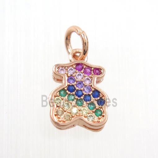 copper bear pendants paved zircon, rose gold