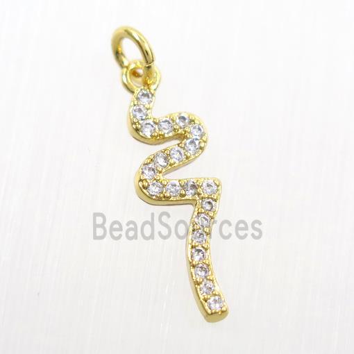 copper snake pendants paved zircon, gold plated