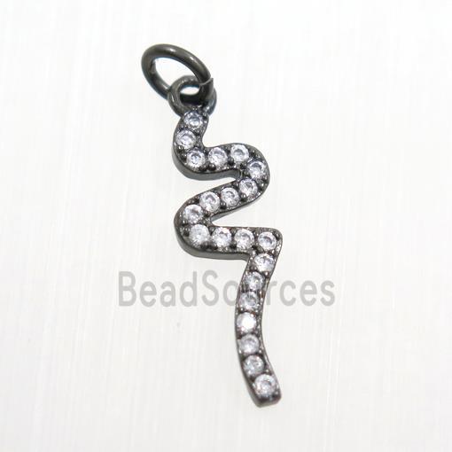 copper snake pendants paved zircon, black plated