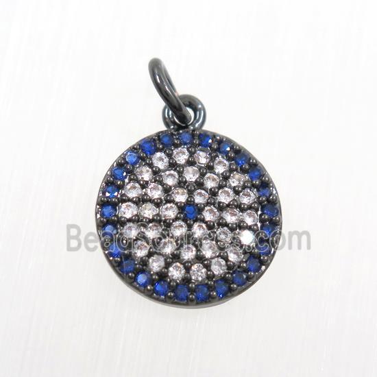 copper circle pendants paved zircon, black plated