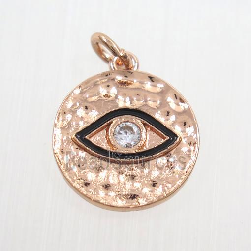 copper eye pendants paved zircon, rose gold