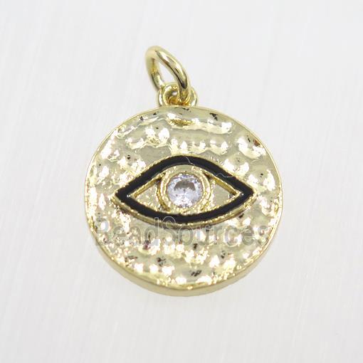 copper eye pendants paved zircon, gold plated