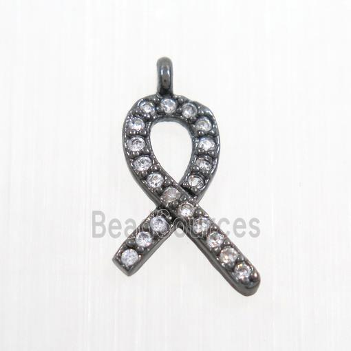 copper cancer ribbon pendants paved zircon, black plated