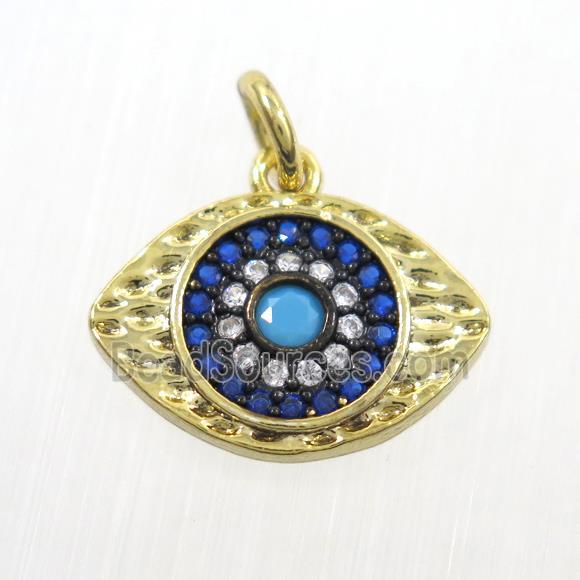 copper eye pendants paved zircon, gold plated