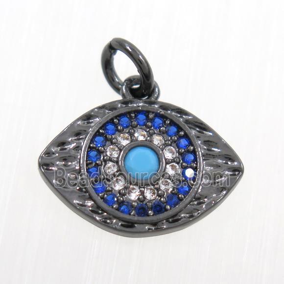 copper eye pendants paved zircon, black plated