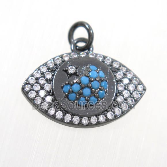 copper eye pendants paved zircon, black plated