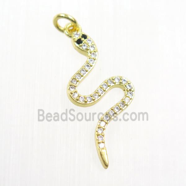 copper snake pendants paved zircon, gold plated