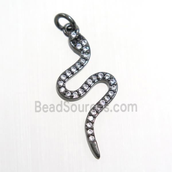 copper snake pendants paved zircon, black plated