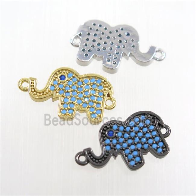 copper elephant connector paved zircon, turq, mix color