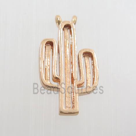 copper cactus pendants with 2loops, rose gold