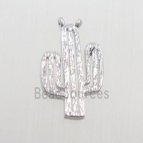 copper cactus pendants with 2loops, platinum plated