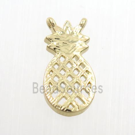 copper pineapple pendant with 2loops, gold plated