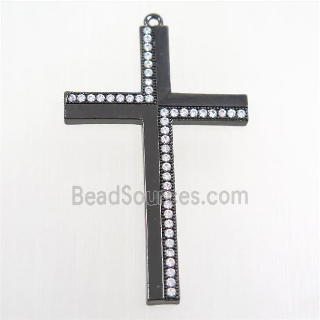 copper cross pendant paved zircon, black plated