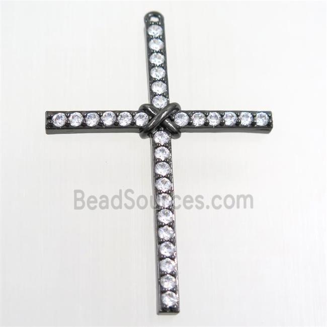 copper cross pendant paved zircon, black plated