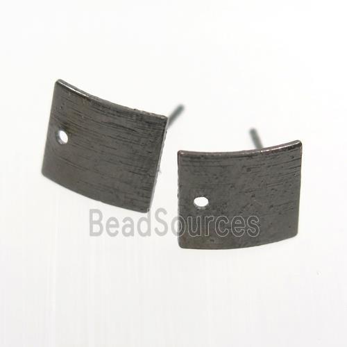 copper earring studs with loop, square, black plated