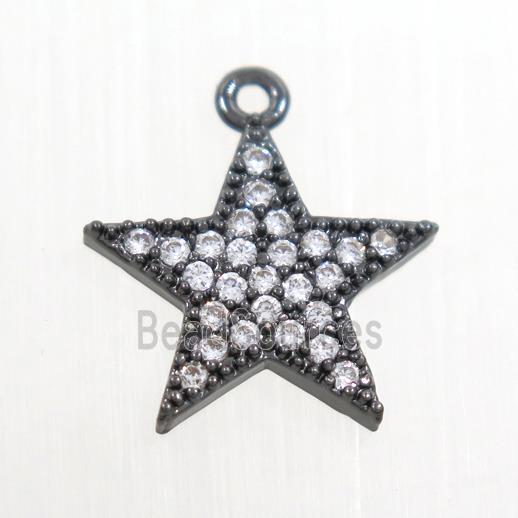 copper star pendant paved zircon, black plated