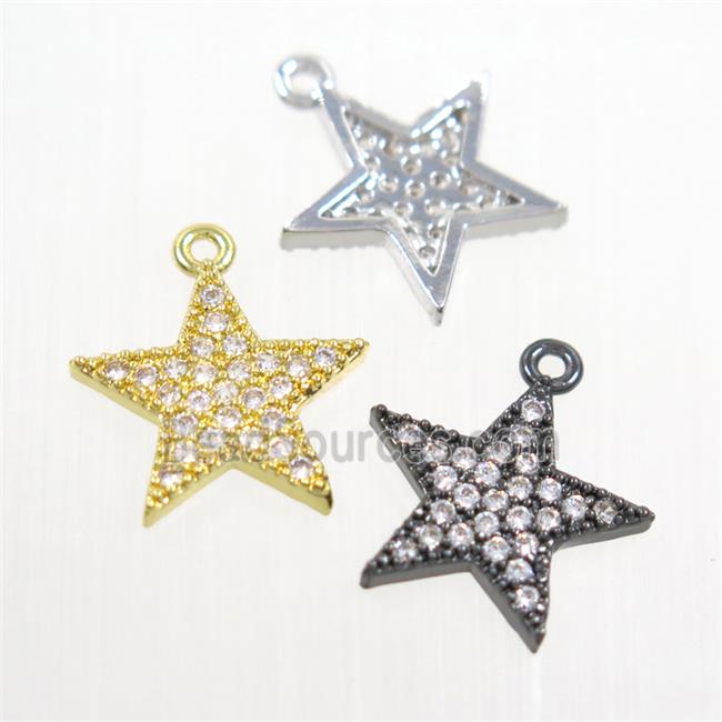 copper star pendant paved zircon, mix color