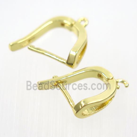 copper earring with loop, gold plated