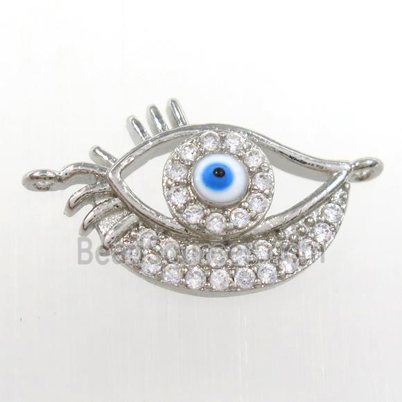 copper eye pendant paved zircon, platinum plated